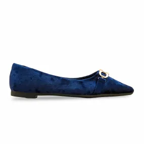 Fire Glow Wide Sole Blue Pumps For Ladies WN1294
