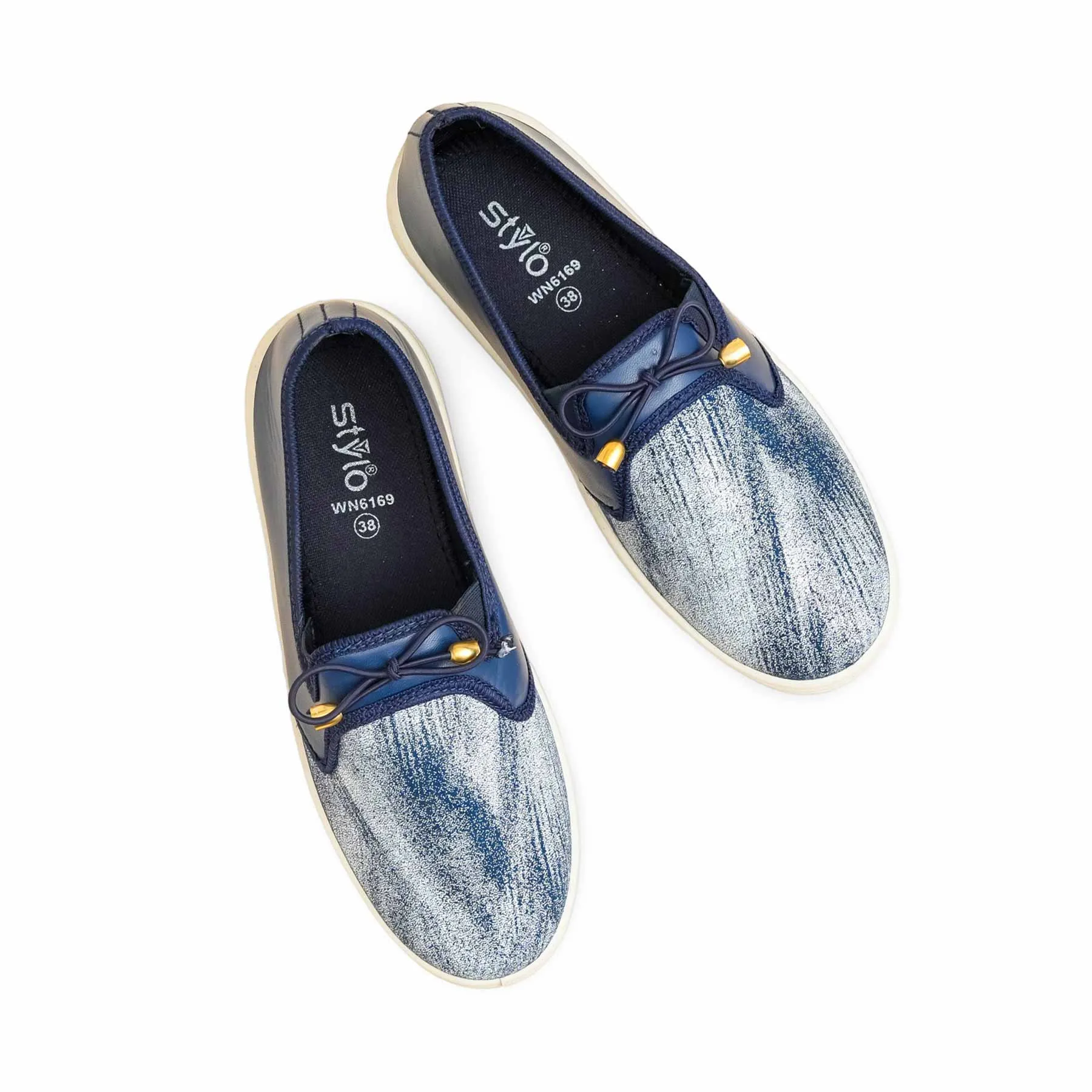 Blue Sneaker For Women WN6169 Treaded Sole Neutral Footbed Design