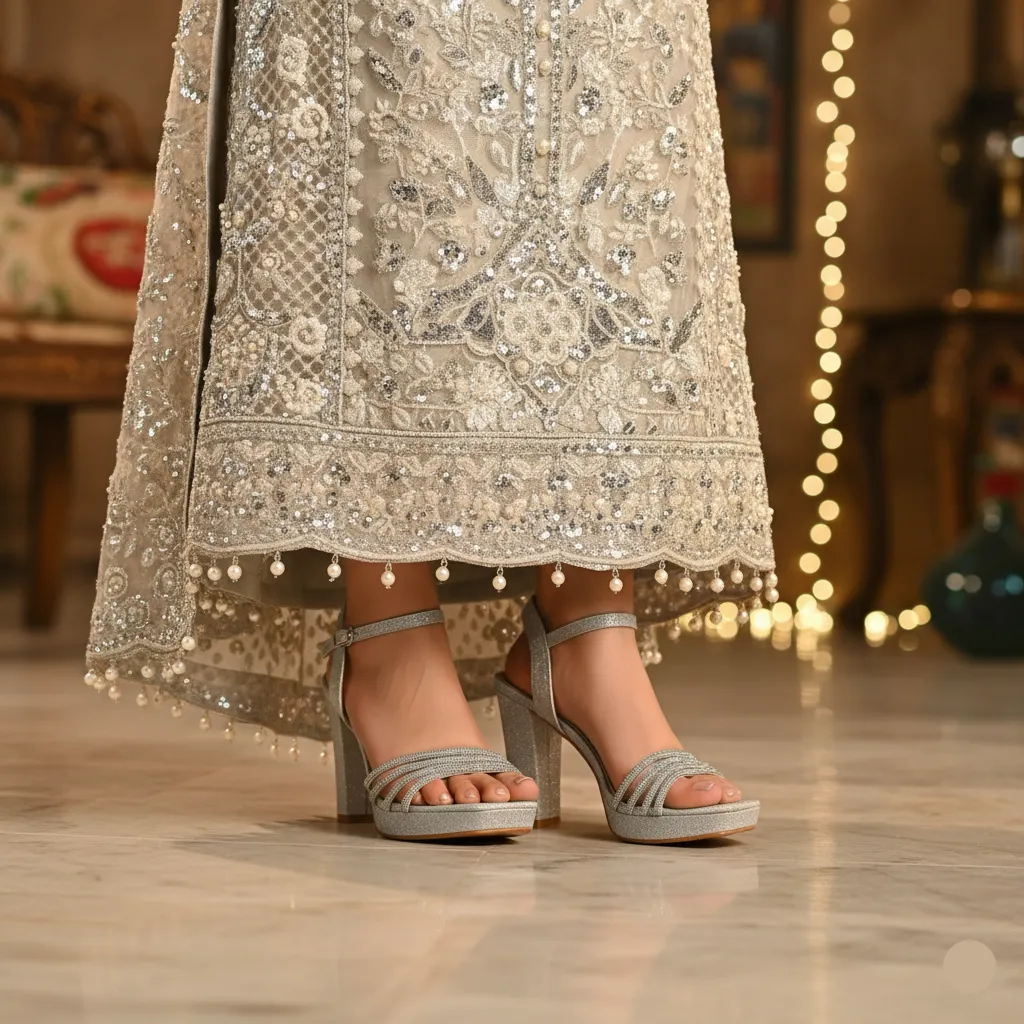 Silver Fancy Bridal Sandal FN6243 Stunning Style