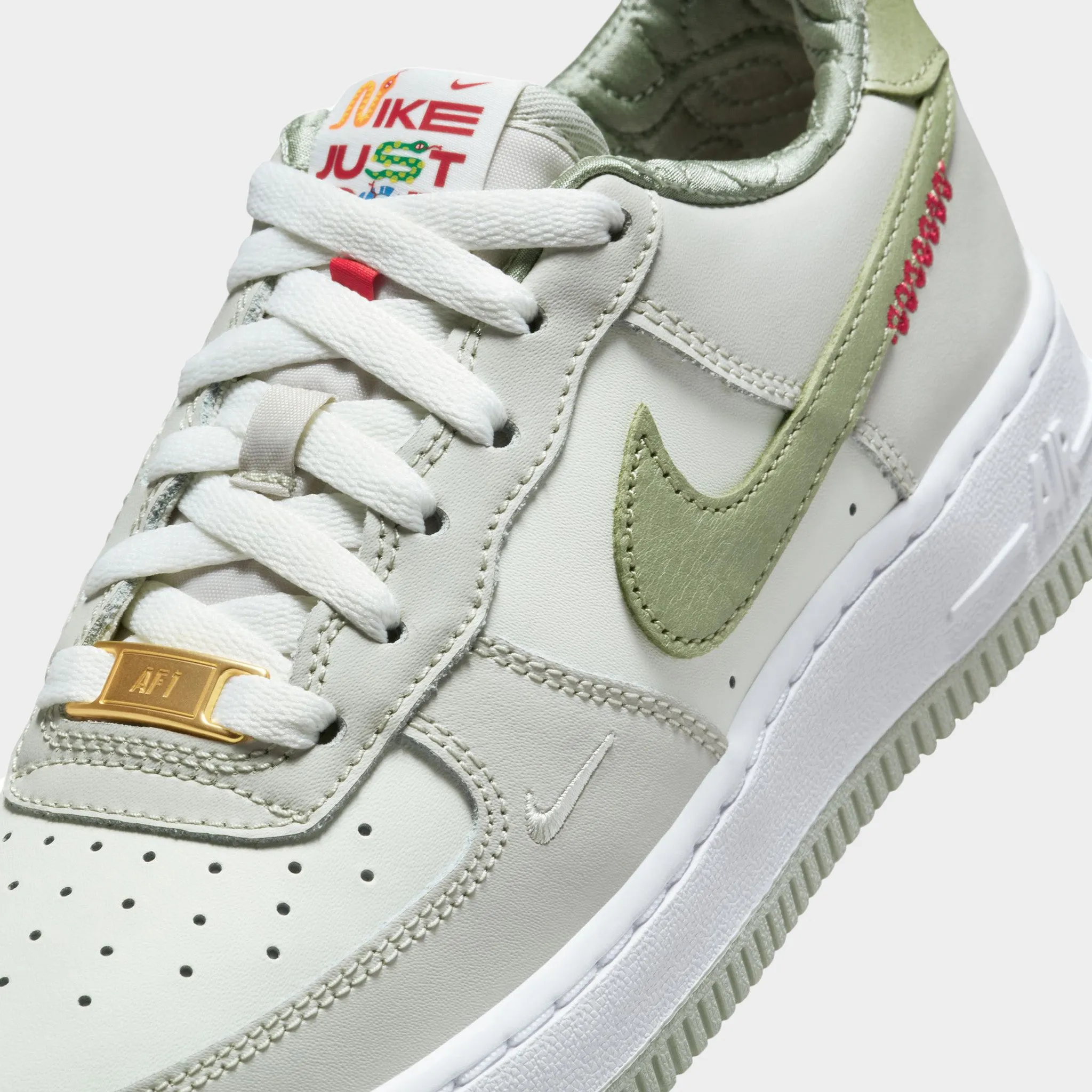 Impact Reduction Nike Air Force 1 LV8 GS Sail / Olive Aura - White