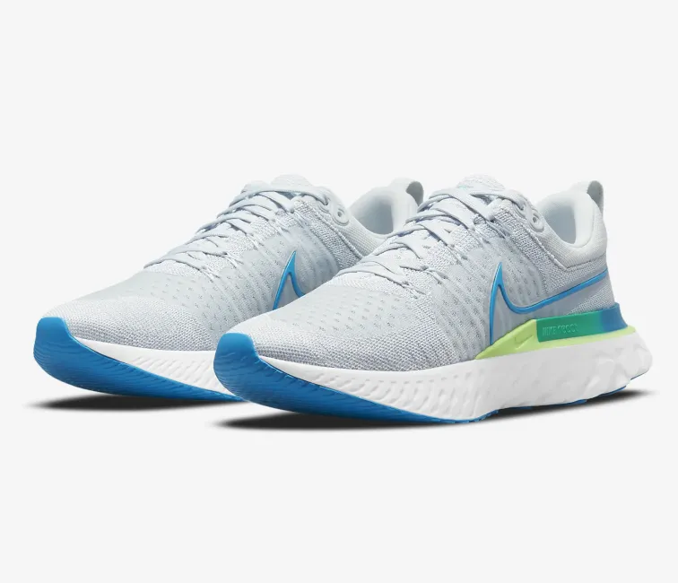 Men's Nike React Infinity Run FK 2 (Platinum/Laser Blue) Torsion Control Tech Non Marking Rubber
