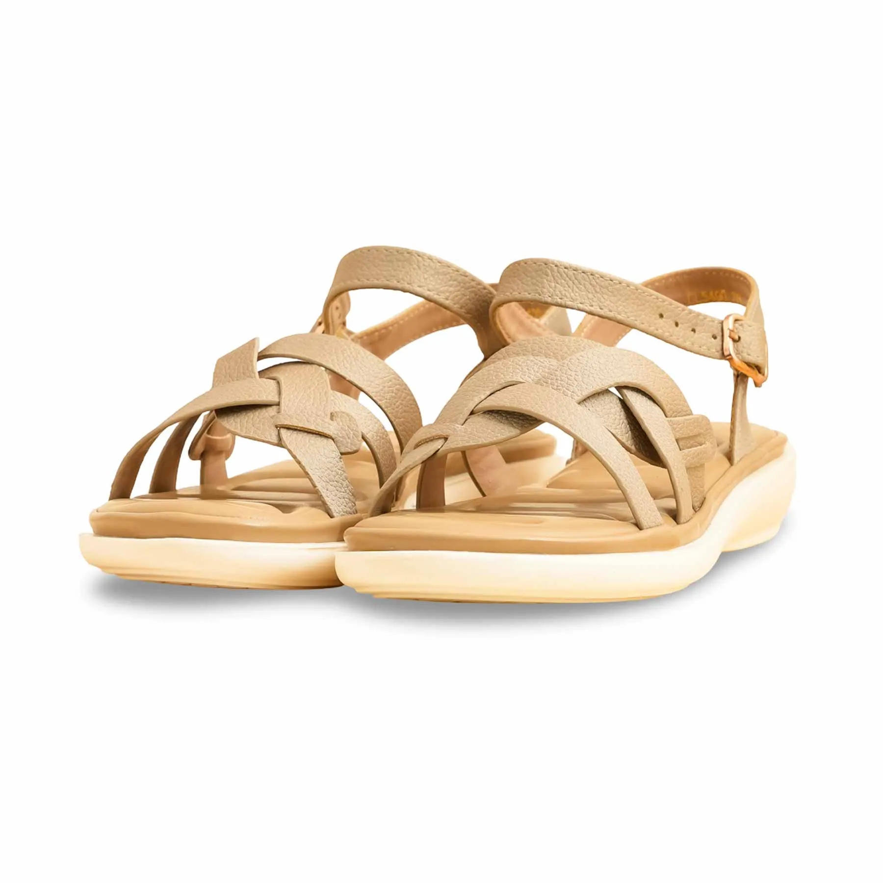 Bronze Casual Sandal For Ladies CL5490 On Point Metallic Shine