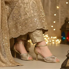 Wide Step Everyday Comfort Bronze Fancy Bridal Sandal FN6157