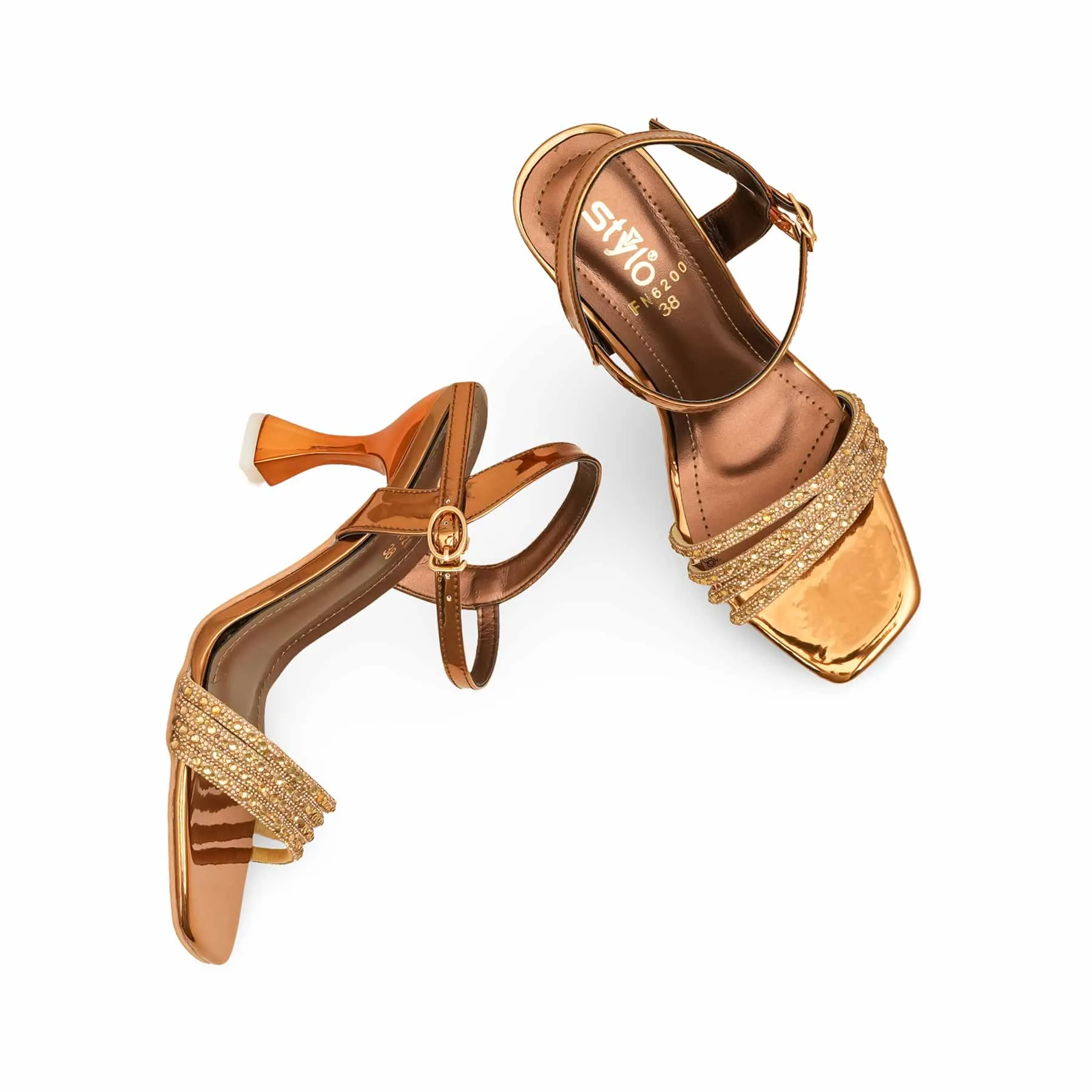 Brown Fancy Sandal For Women FN6200 Tall Grace Resort Spark