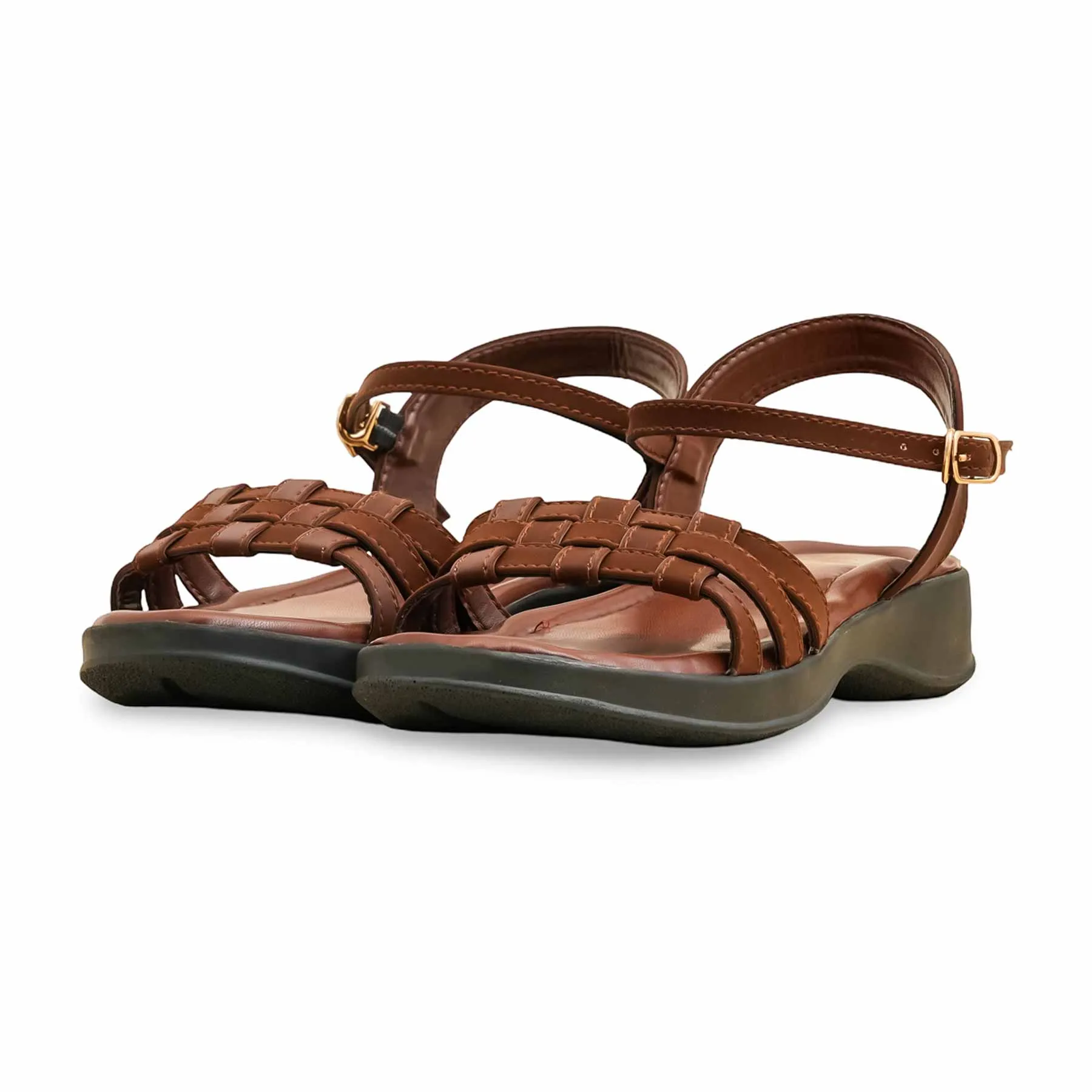 Brown Formal Sandal PU0613 Bold Appeal Tokyo Chic