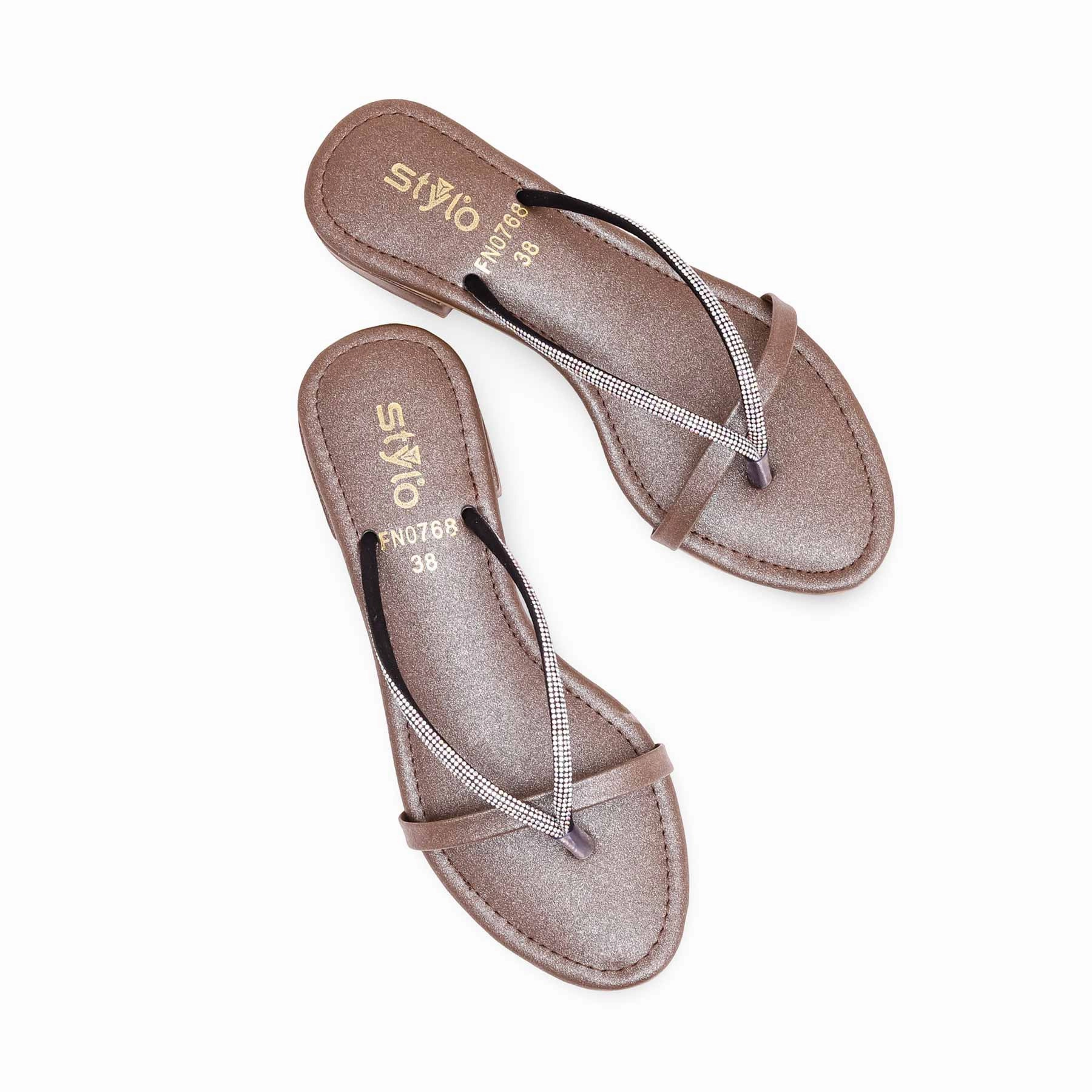 Soft Sole Shoes Patio Step Brown Fancy Chappal FN0768