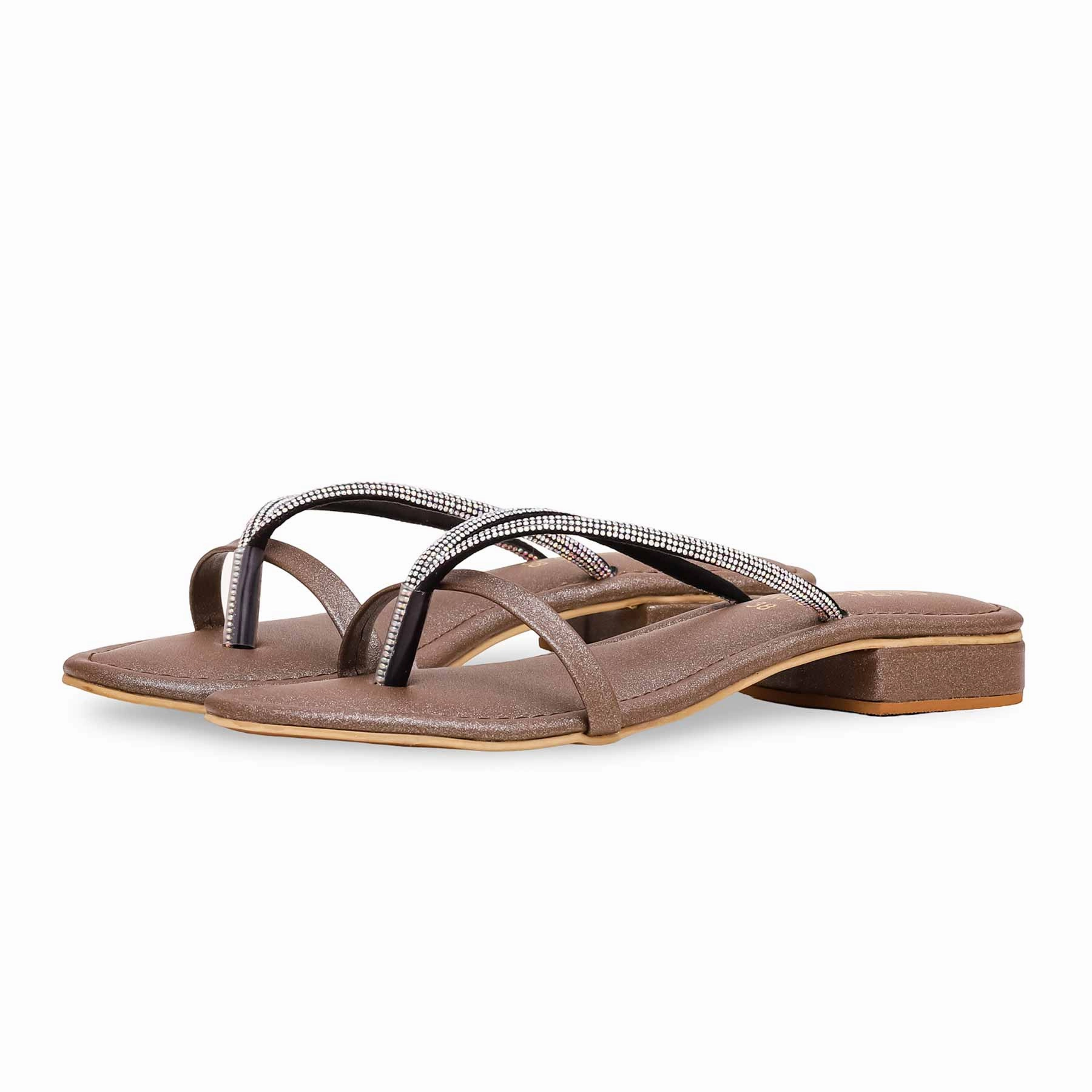 Brown Fancy Chappal FN0768 Square Time Shopping Mood