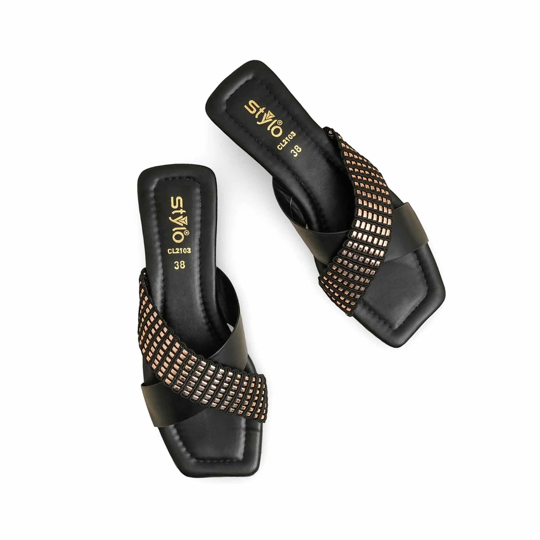 Black Casual Slipper CL2103 Casual Elegance Flexible Material