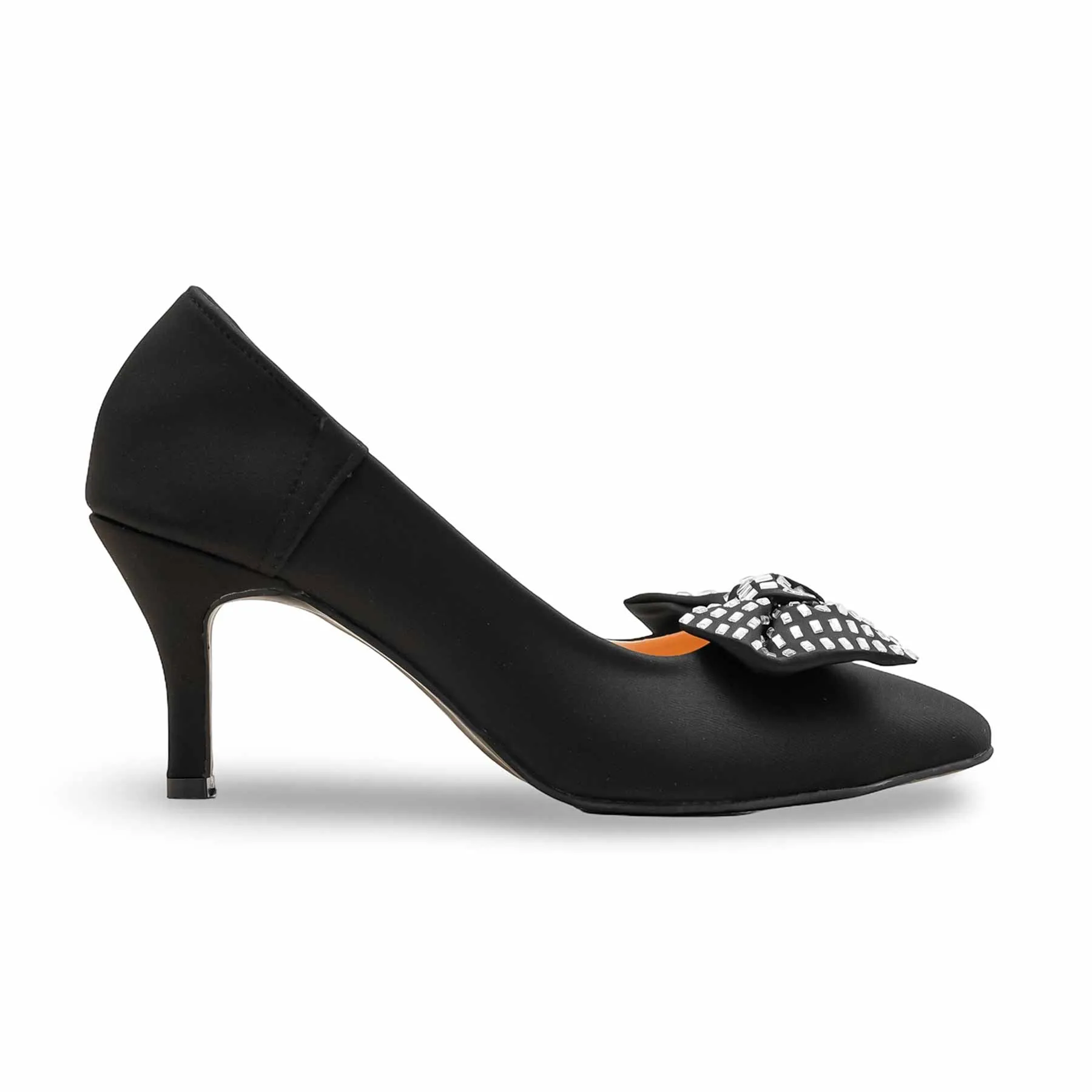 Comfortable Walk Point Toe Black Court Shoes For Ladies WN7506