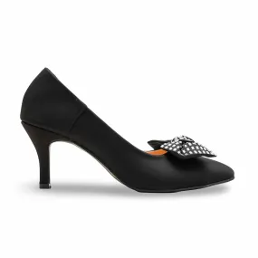 Comfortable Walk Point Toe Black Court Shoes For Ladies WN7506