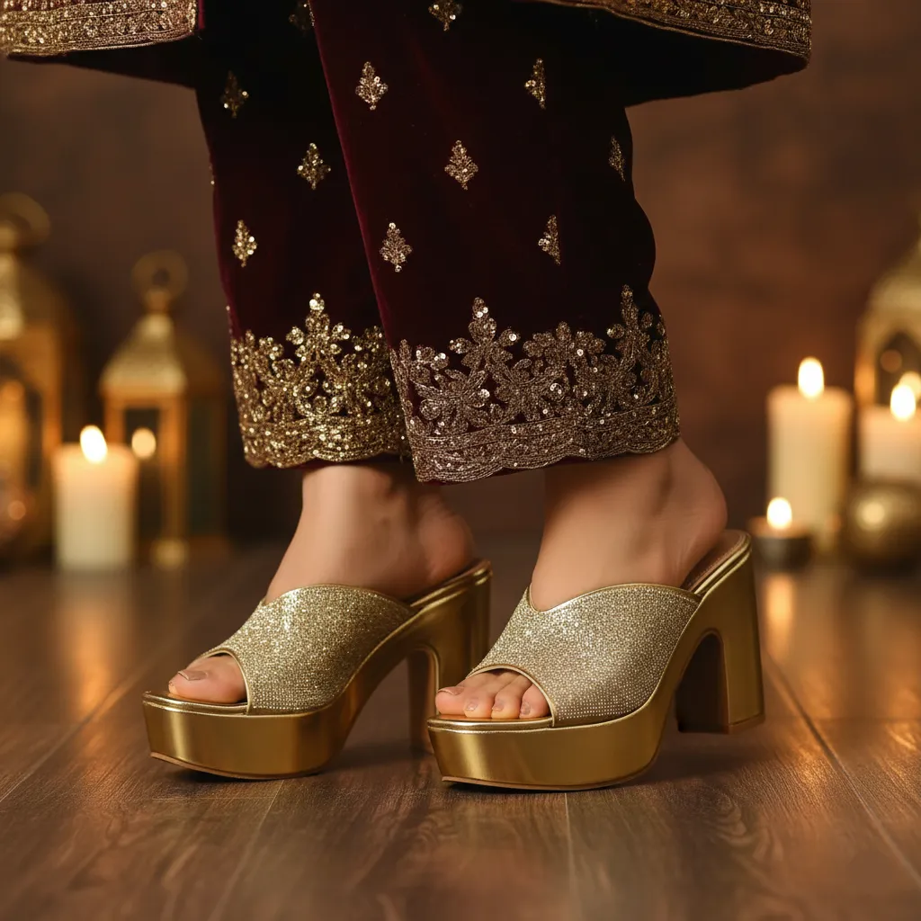 NYC Glow Golden Fancy Bridal Sandal FN6234