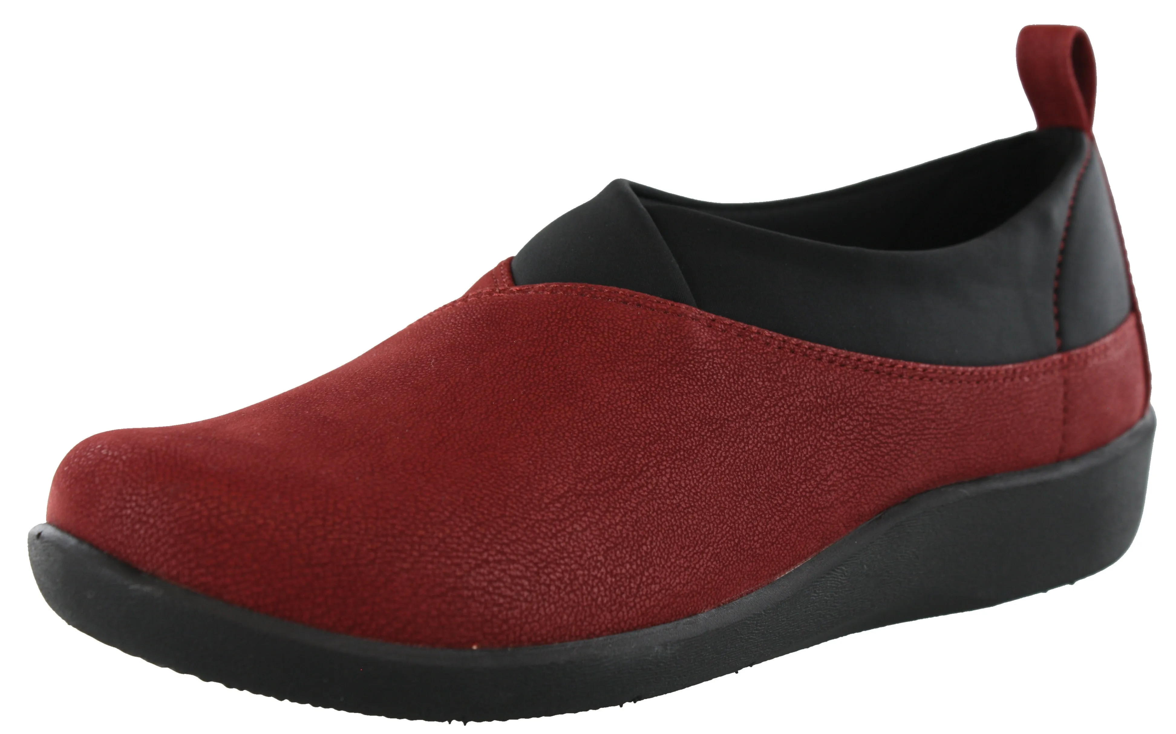Clarks Women Sillian Greer Red Slip On Casual Shoes Breathable Vent Holes