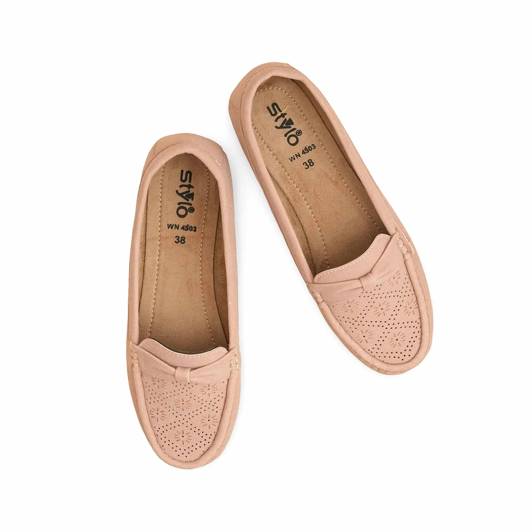 Pink Moccasin WN4503 Club Mood Cozy Walking Flats