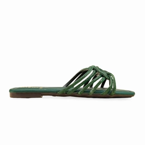 Elegant Slip-ons Green Fancy Slipper For Ladies FN8012