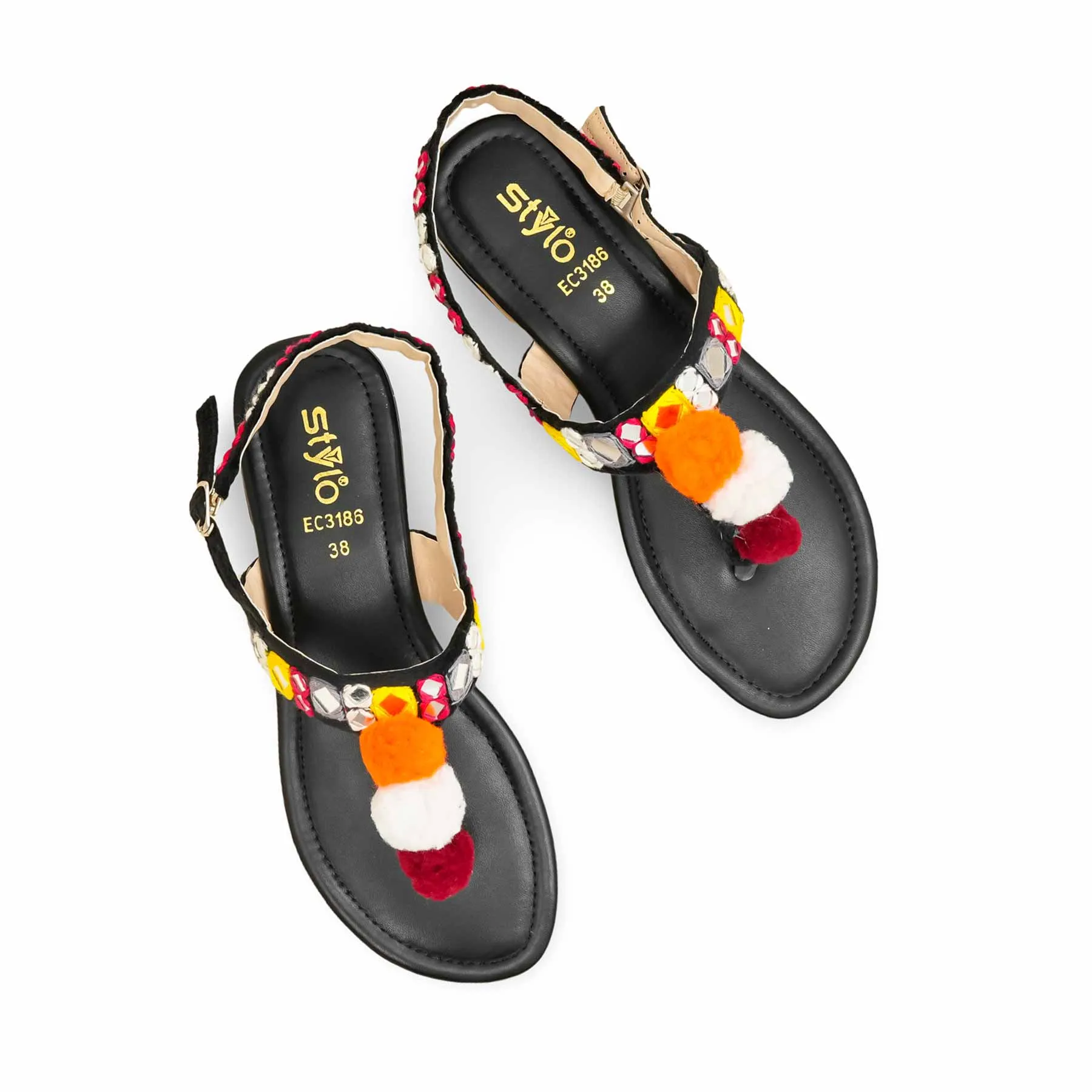 Flexible Walk Walk Tour Black Ethnic Chappal For Ladies EC3186
