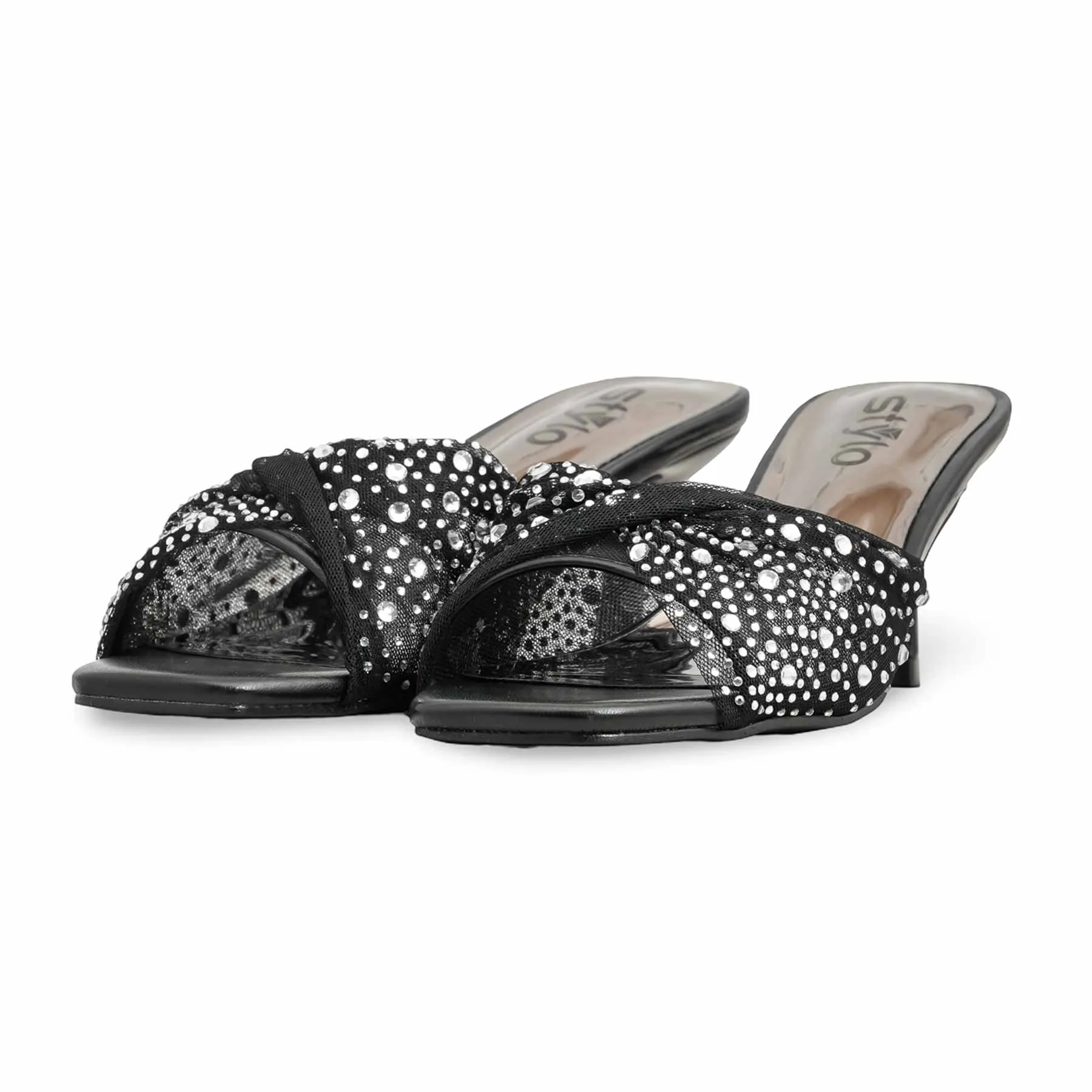 NYC Glow Black Fancy Bridal Slipper FN7972