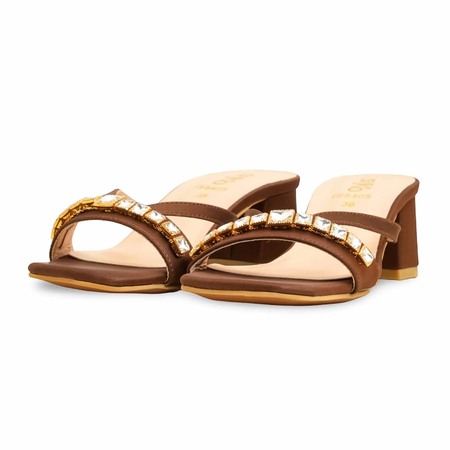 Wedding Sandals Red Heel Copper Formal Slipper FR8405