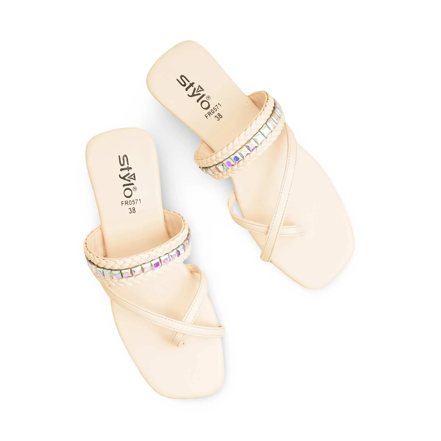 Cream Formal Chappal FR0571 Leather Material Deck Step