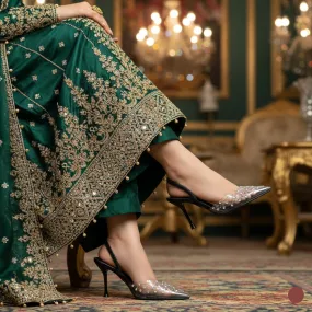 Street Queen Stylish Booties Black Fancy Bridal Back Open WN5445