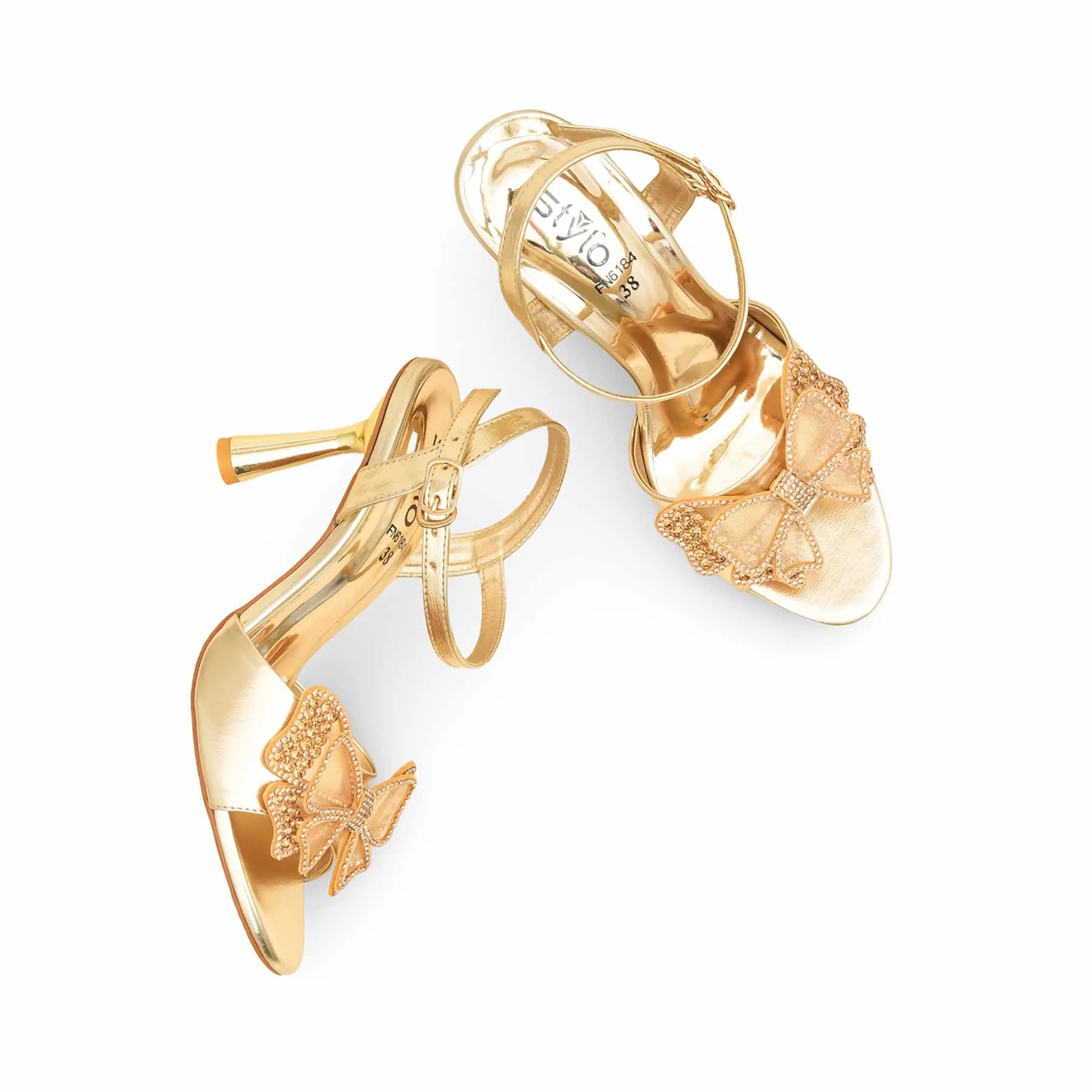 Polished Glamour Golden Fancy Bridal Sandal FN6184