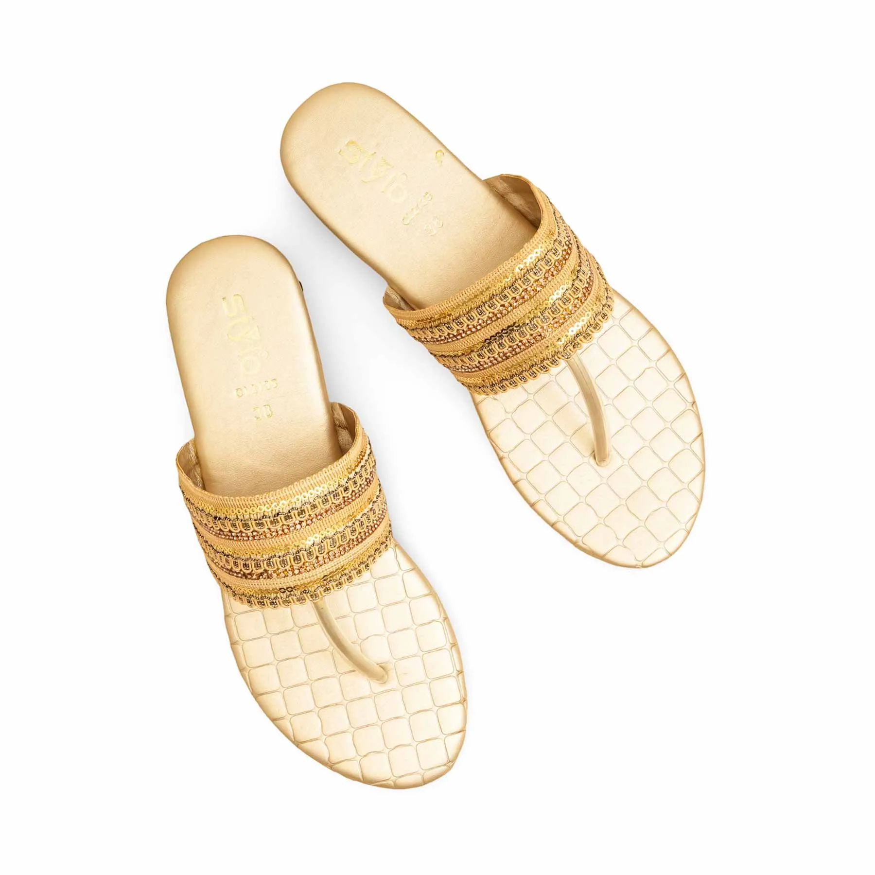 College Walk Golden Casual Chappal CL2135