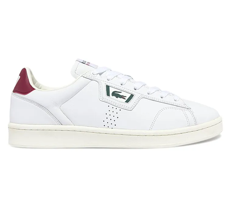 Wide Toe Box Engineering Collared Ankle Men's Lacoste Masters Classic 07221 SMA (White/Burgundy)