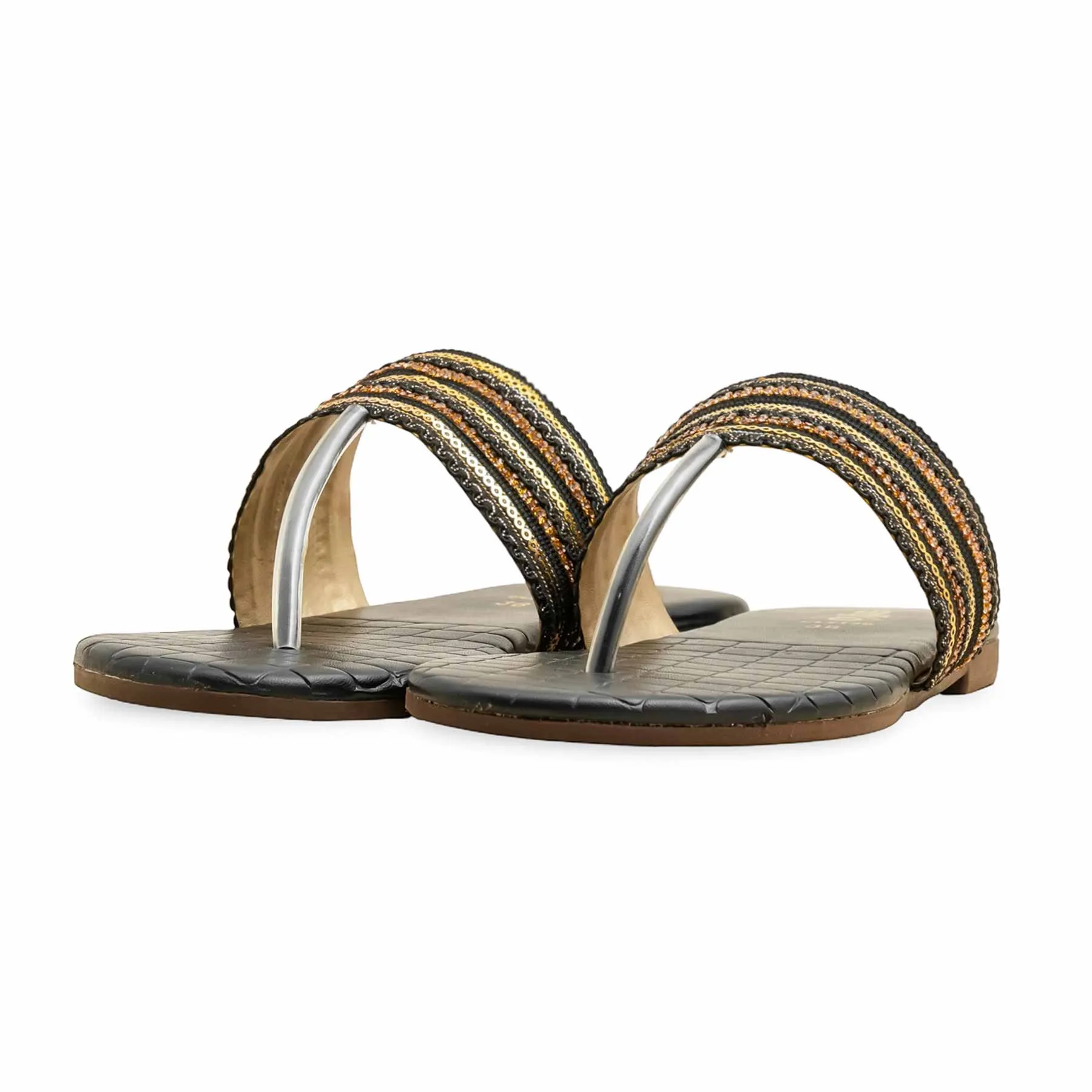 Black Casual Chappal CL2135 Airy Step Knitted Soft