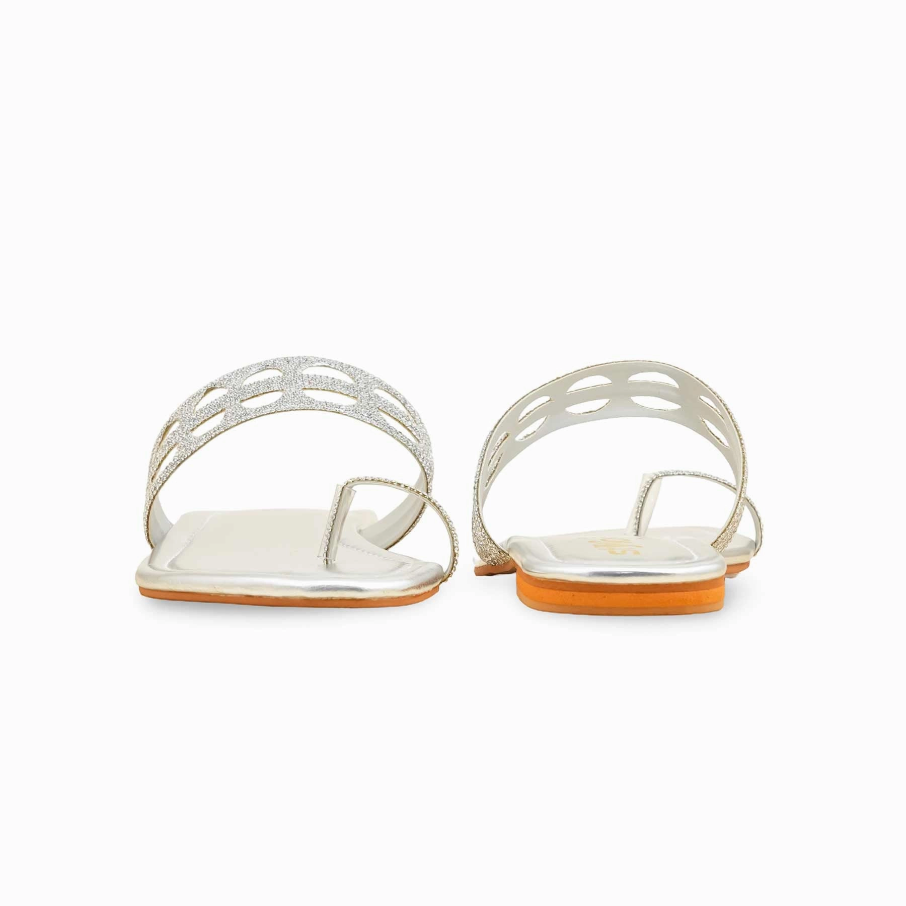 Silver Fancy Chappal For Women FN0816 Hill Step Cushioned Walking Shoes