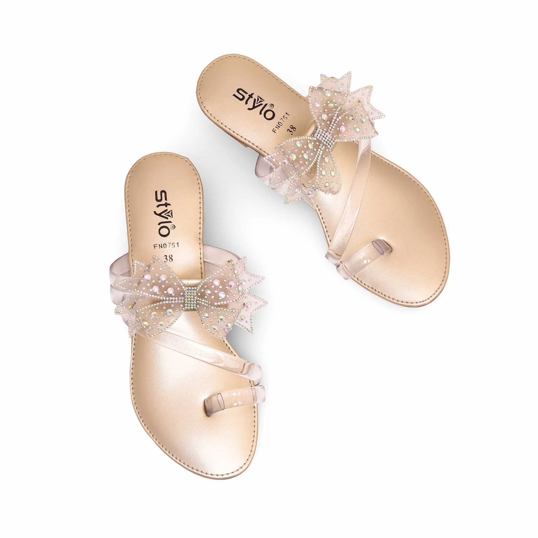 Hidden Spot Golden Women Fancy Chappal FN0751