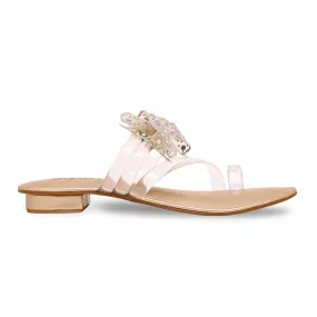 Padded Golden Women Fancy Chappal FN0751