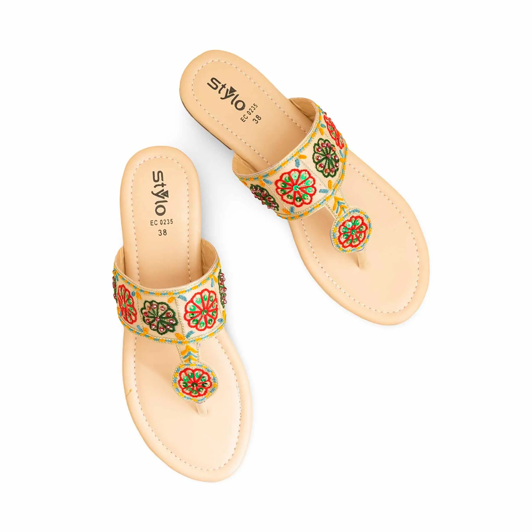 Fawn Formal Women Chappal EC0235 Airport Style Smooth Soles