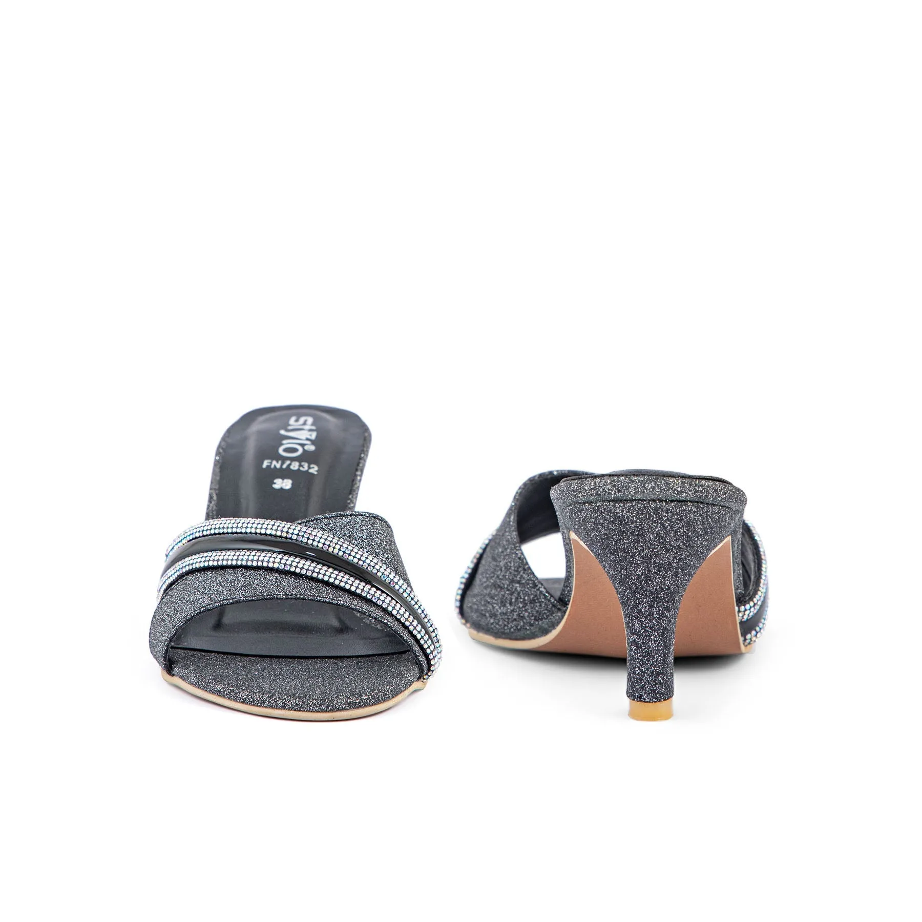 Black Fancy Slipper FN7832 Smart Design Polished Finish