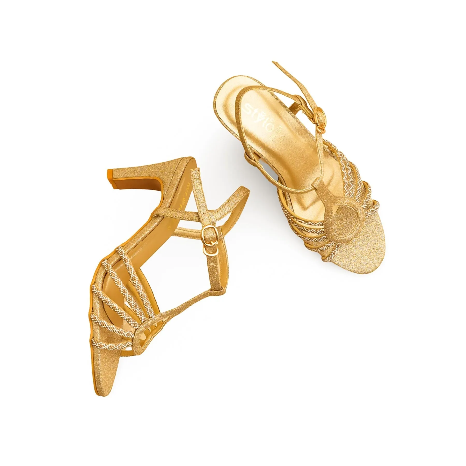 Inner Spark Dressy Pumps Golden Fancy Sandal For Ladies FN6131