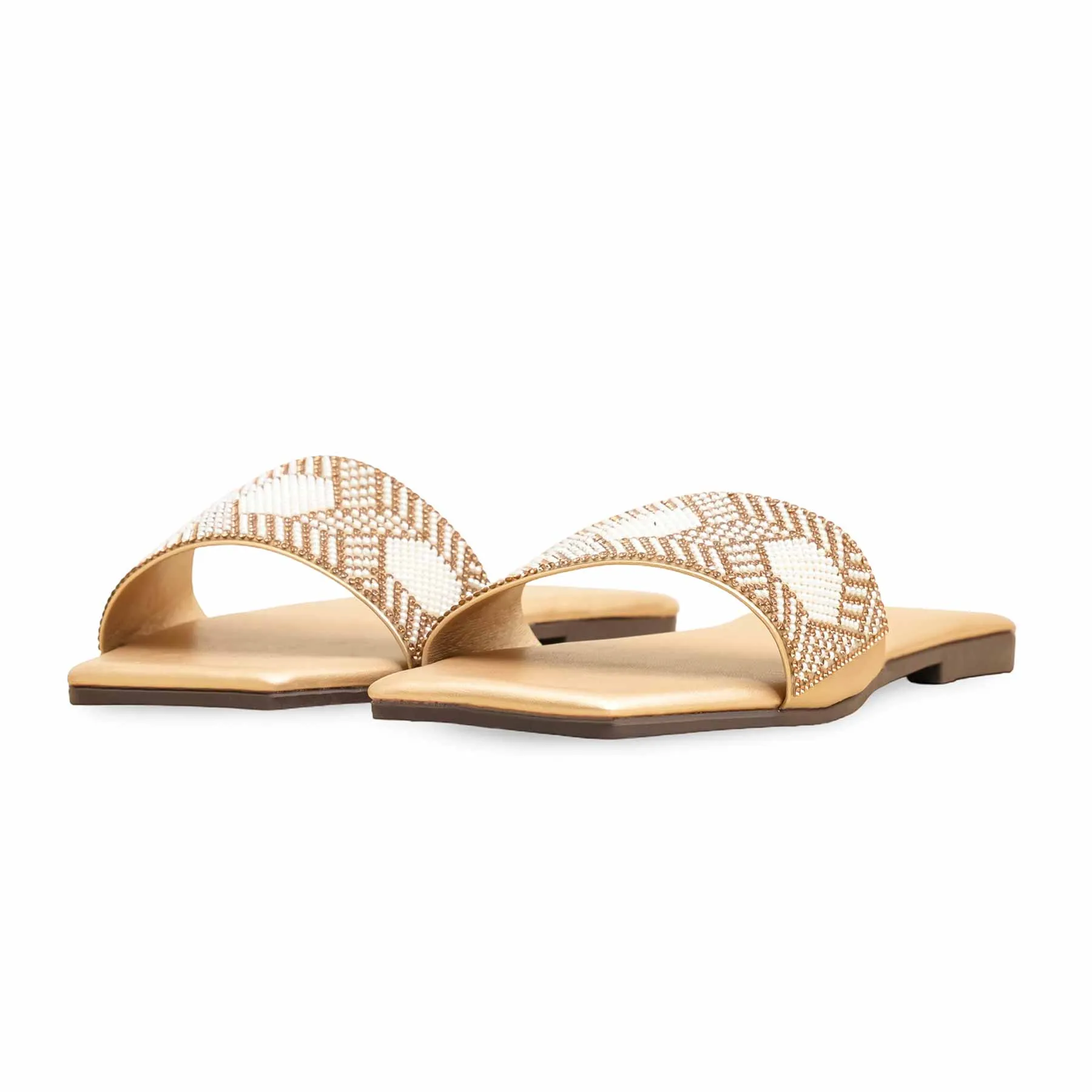 Bazaar Day Top View Golden Casual Slipper CL2095