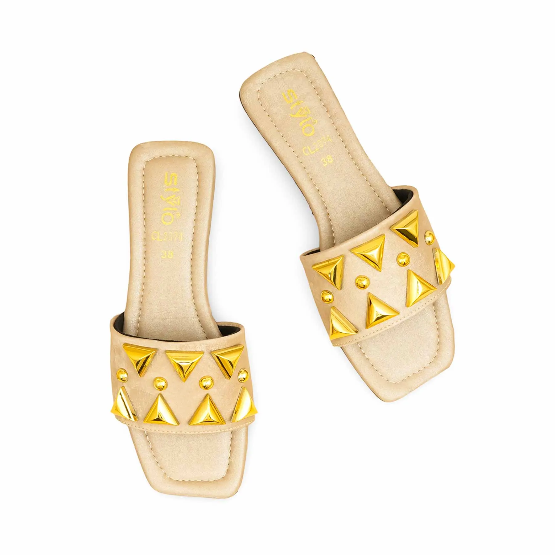 Fashion Walk Golden Casual Slipper For Women CL2074