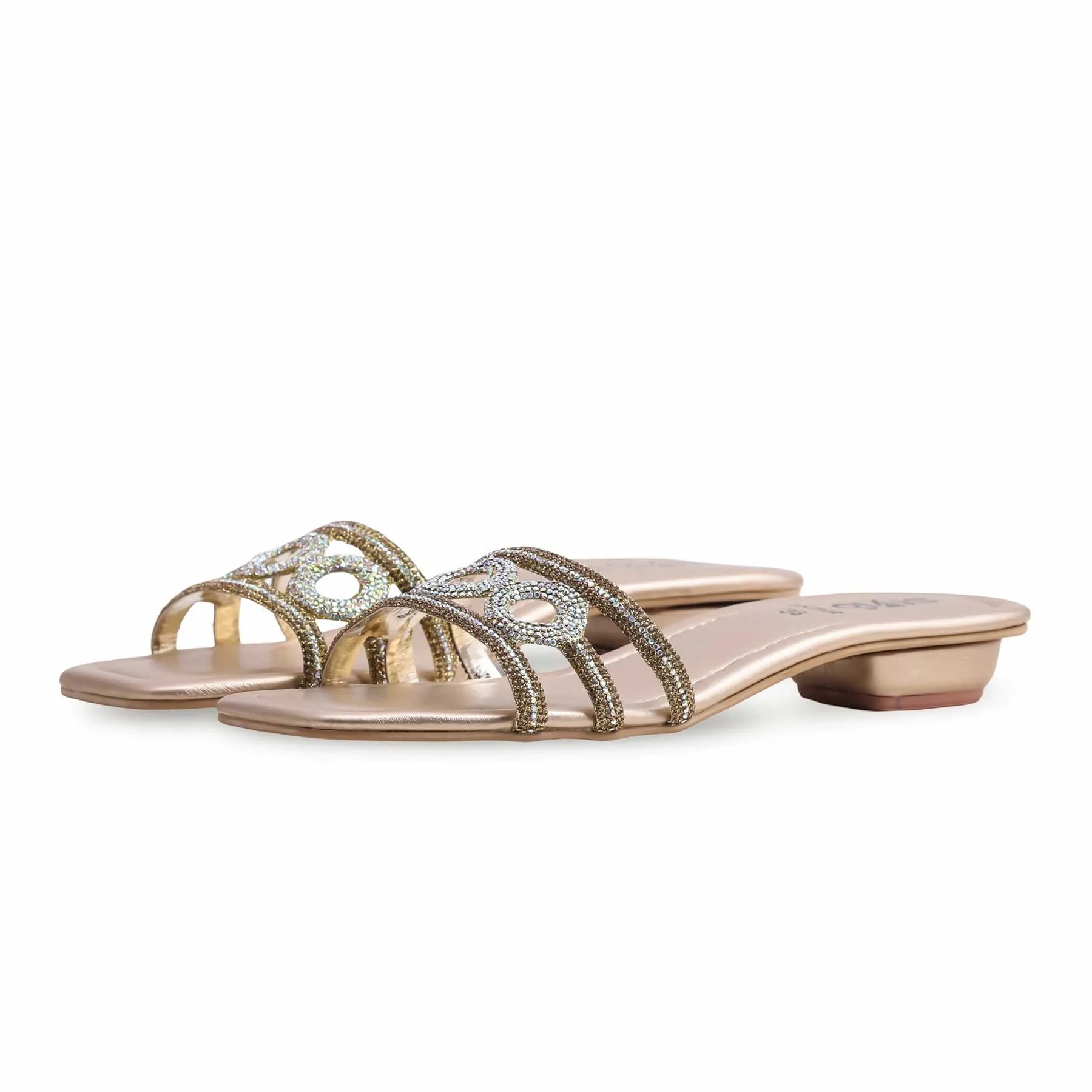 Stylish Step Golden Fancy Slipper FN7902