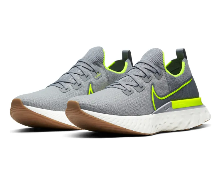 Heel Cushioning Men's Nike React Infinity Run FK (Particle Grey/Volt)