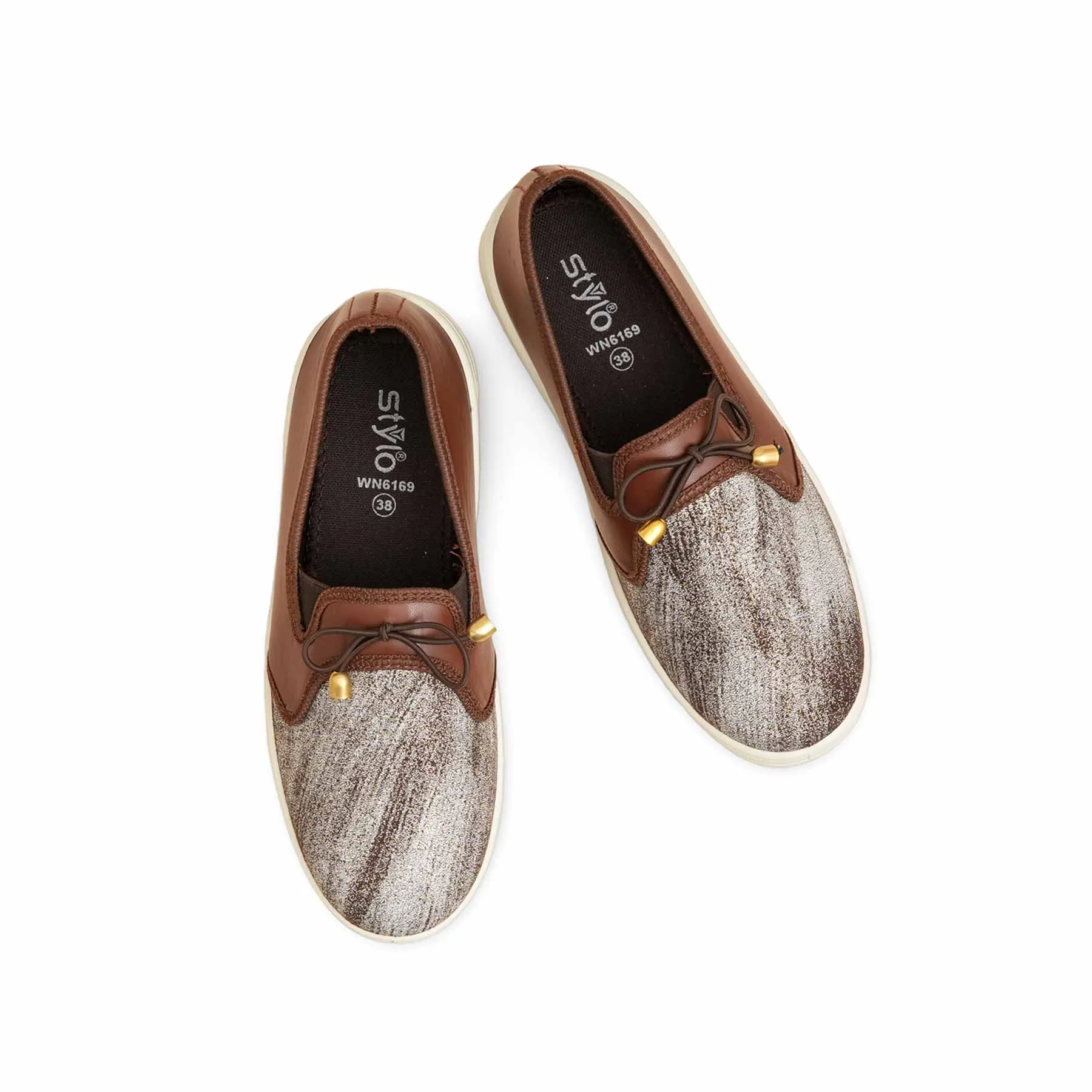 Stretch Material Brown Sneaker For Women WN6169