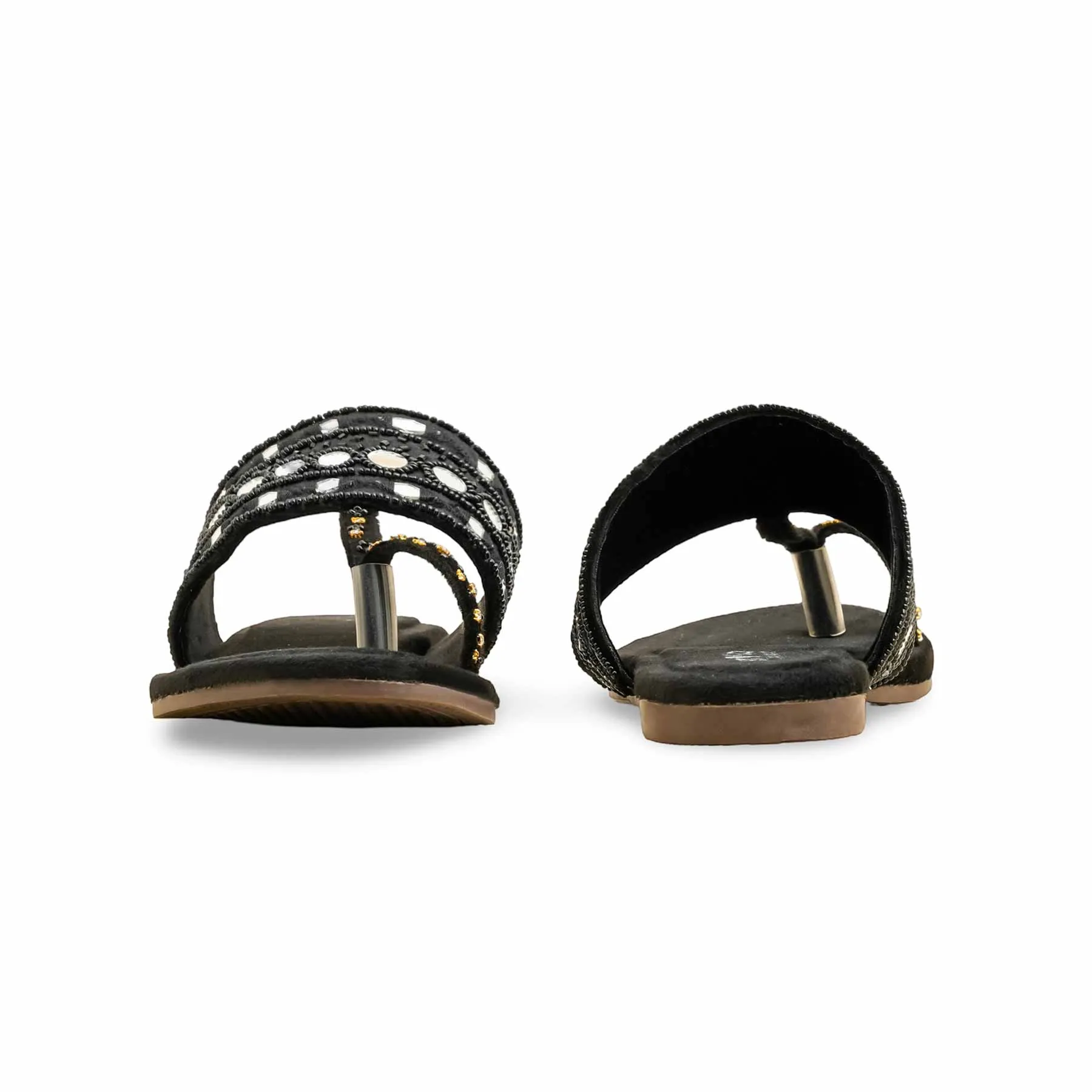 Black Ethnic Chappal EC0237 Slip-Free Shoes Comfortable