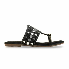 Black Ethnic Chappal EC0237 Square Toe Trail Mood