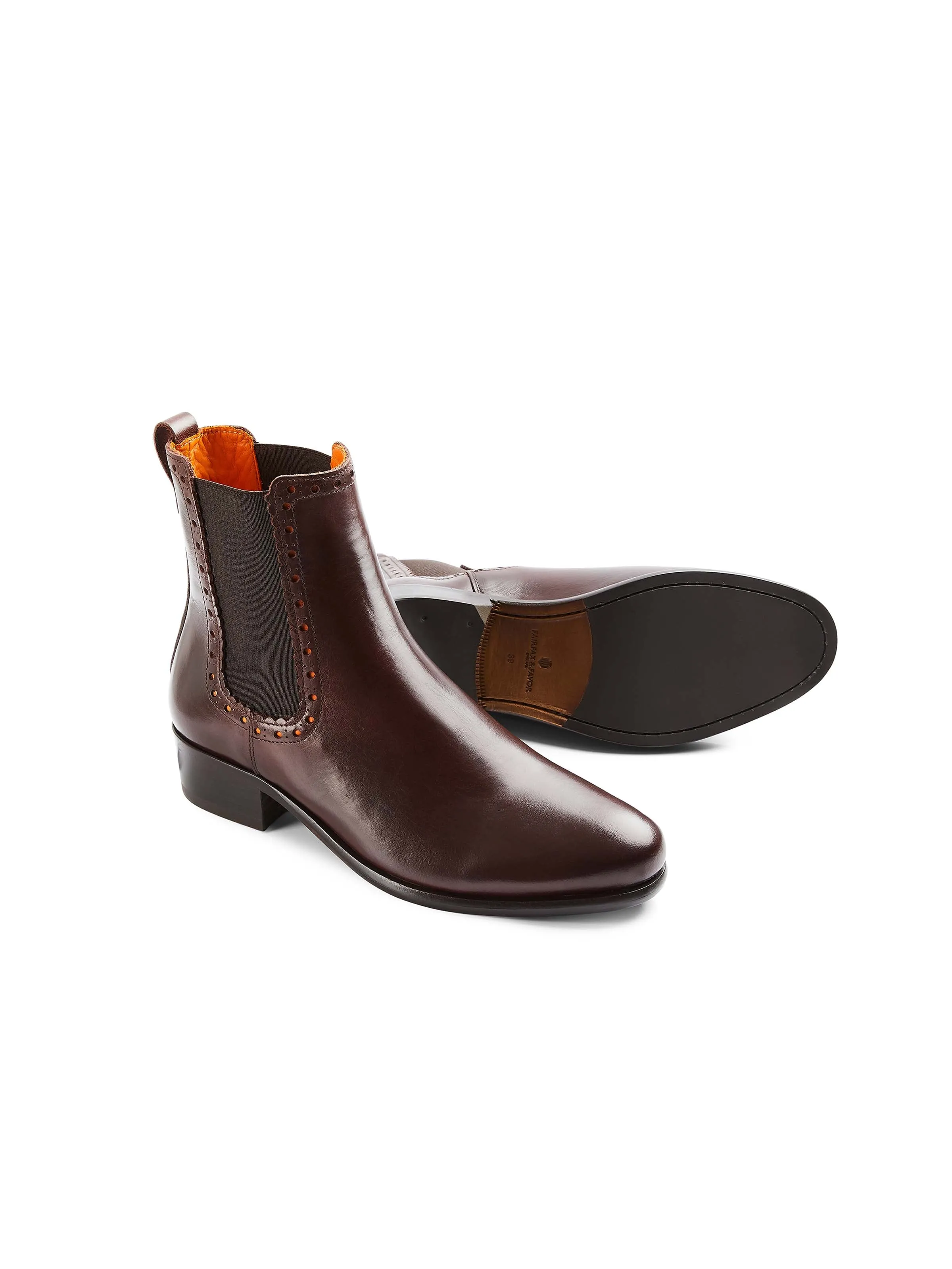 Sleek Outline Mud Resistant Night Travel Brogued Chelsea - Mahogany