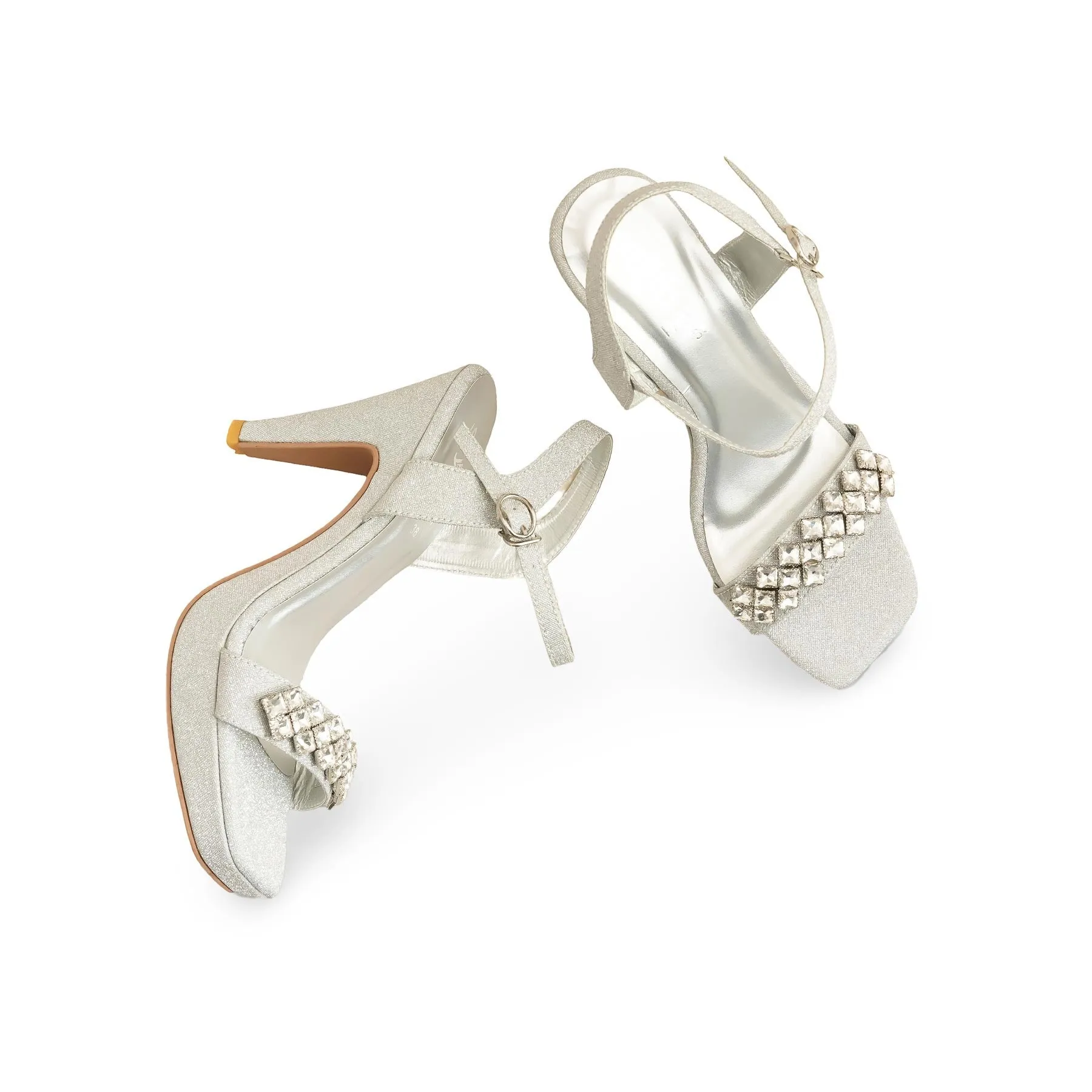 Silver Fancy Bridal Sandal FN6194 Airport Edge Perfect Form