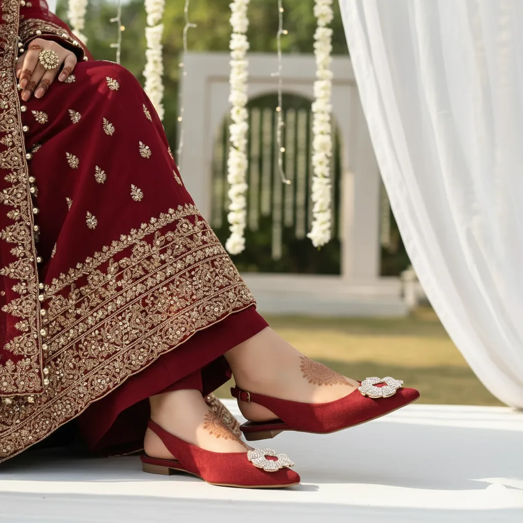 Walk Elegant Maroon Fancy Bridal Back Open WN5449