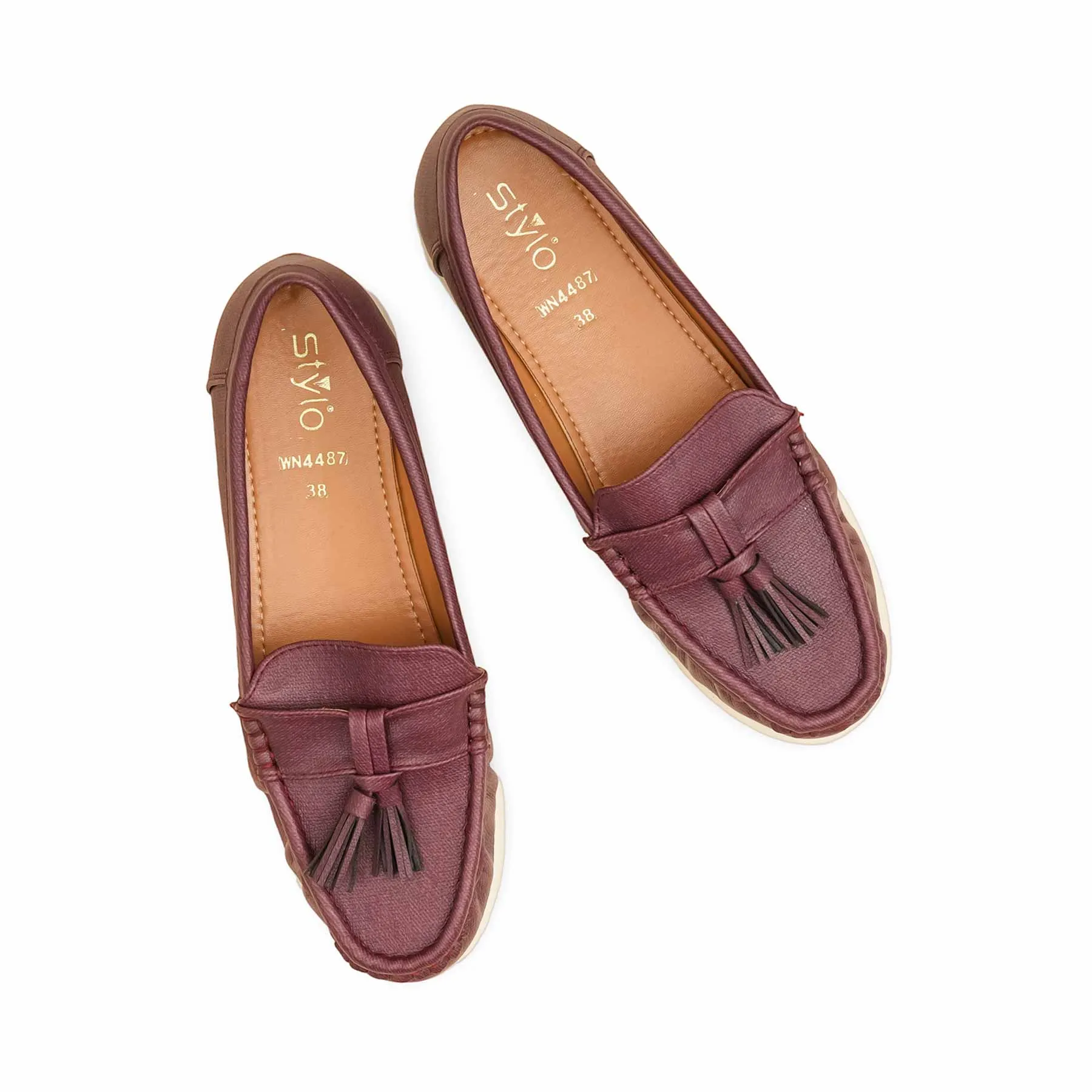 Slip Resistant Tree Lane Maroon Moccasin For Women WN4487