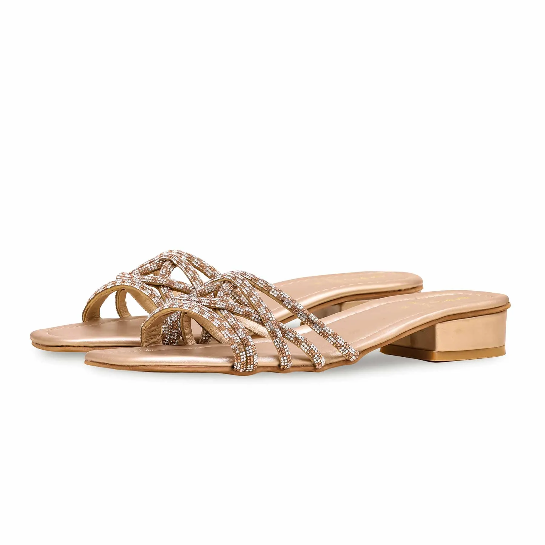 Luxury Look Golden Fancy Slipper FN7869