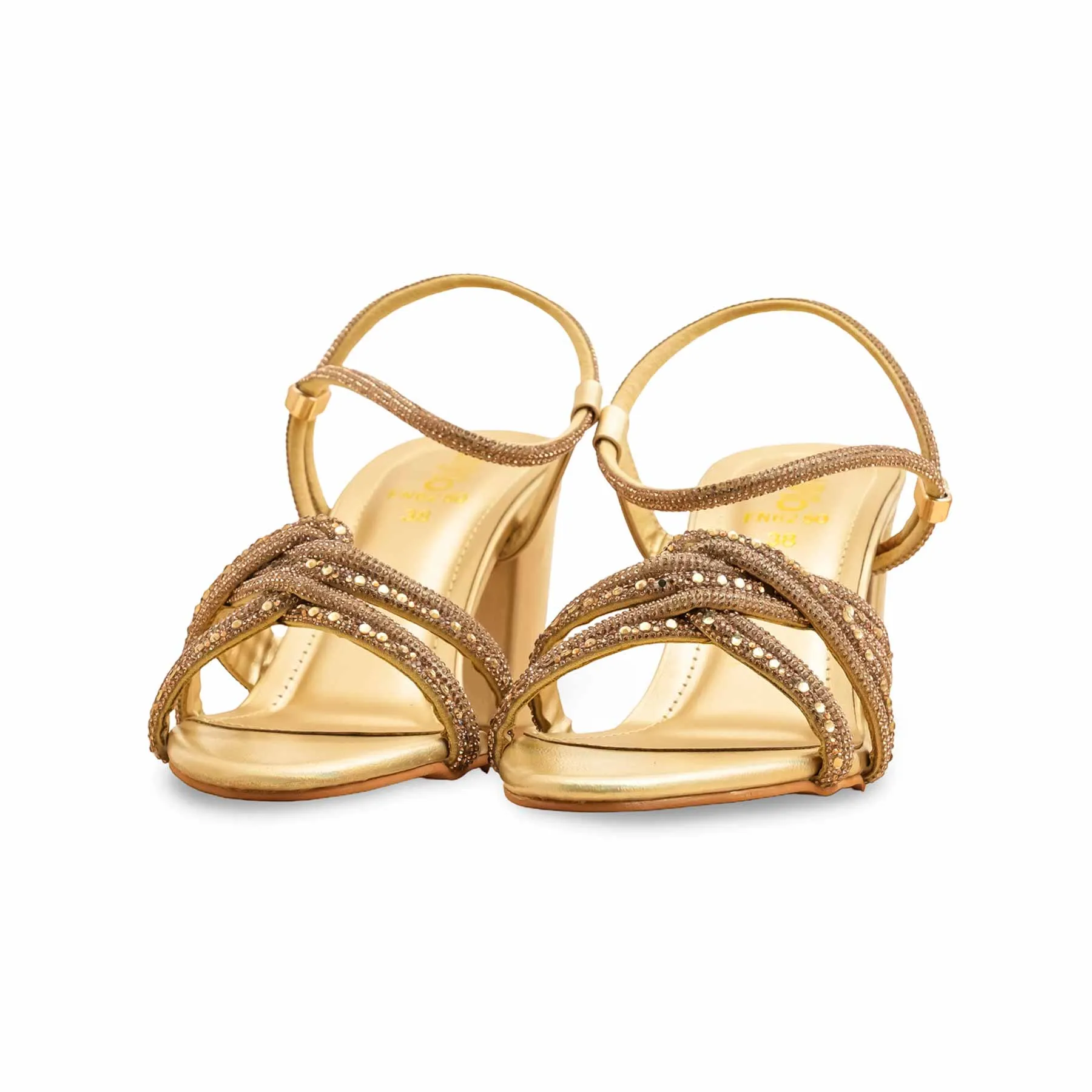 Kitten Heel Golden Fancy Sandal FN6250
