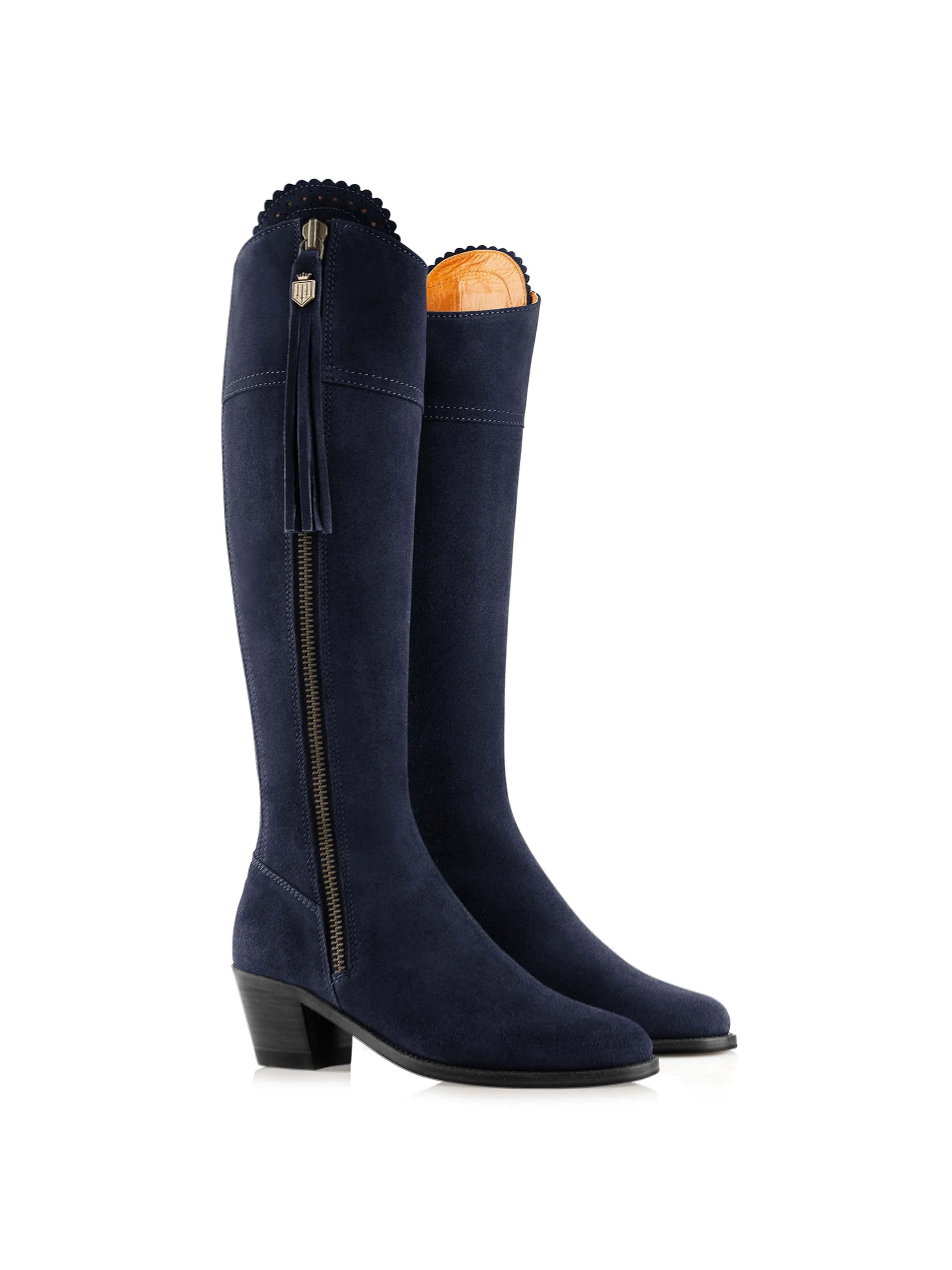 Heeled Regina (Regular Fit) - Navy Blue Suede Slip Resistant Weather Resistant User Quick Drying Cold Weather Commuter