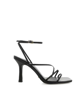 Tassel Detail Open Toe Heels SYLVIA - BLACK