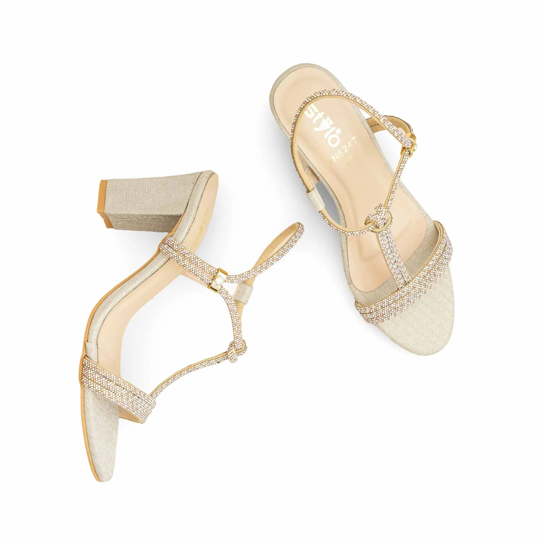 Dressy Sandals Golden Fancy Sandal For Ladies FN6247
