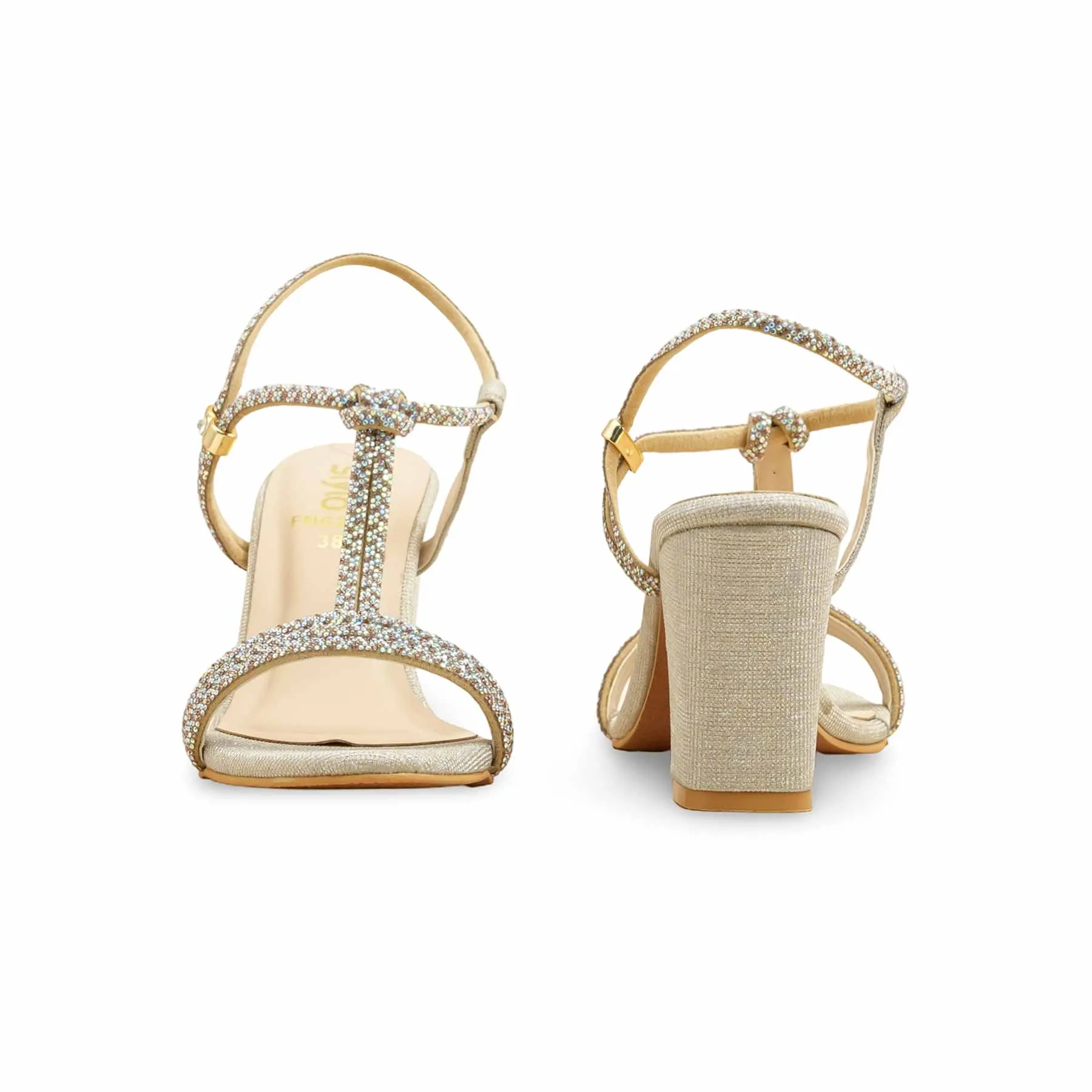 Golden Fancy Sandal For Ladies FN6247 Wedding Heels